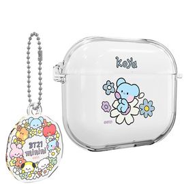 [S2B] BT21 minini Happy flower AirPods Pro Keyringset Clear Slim case - Apple Bluetooth Earphones All-in-One BTS Case - Made in Korea